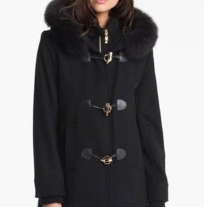 Cashmere coat with genuine fox collar- New